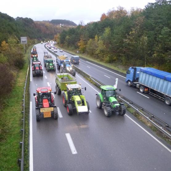 Les tracteurs emprunteront l’autoroute pour se rendre dans la capitale alsacienne. Photo : DR