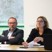Cécile Blanpied, présidente de Jardin de Lorraine, et Luc Barbier, président de VégaFruits, ont annoncé les tonnages entrés en 2021. Photo : A. J.