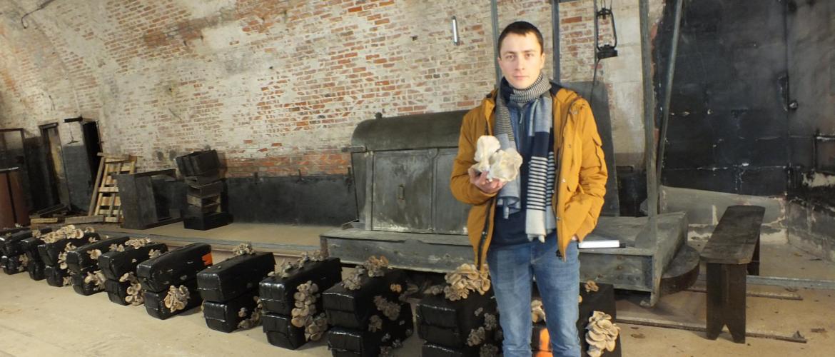 Les galeries souterraines de la citadelle, restées «dans leur jus», sont particulièrement adaptées à la culture des pleurotes, explique Florian Montes. Photo : A. J.