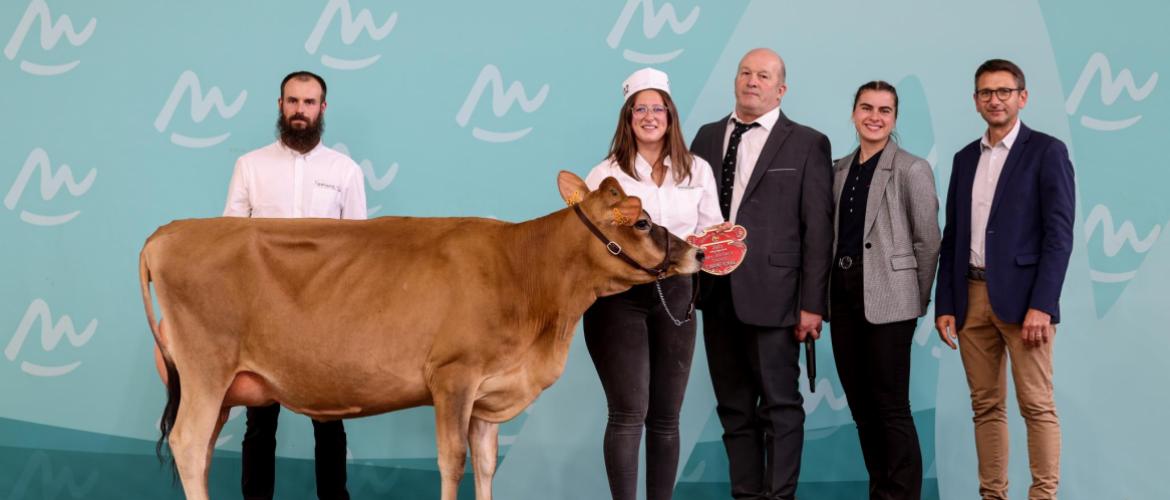 Soledade a été sacrée grande championne lors du concours interrégional jersiaise au Sommet de l’élevage. Photo : Guillaume Moy. 